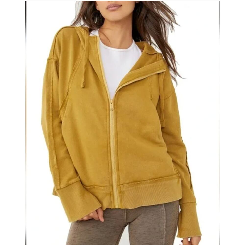 FREE PEOPLE Only One Zip‎ Hoodie Sulfar Spring- Oversized Baggy S